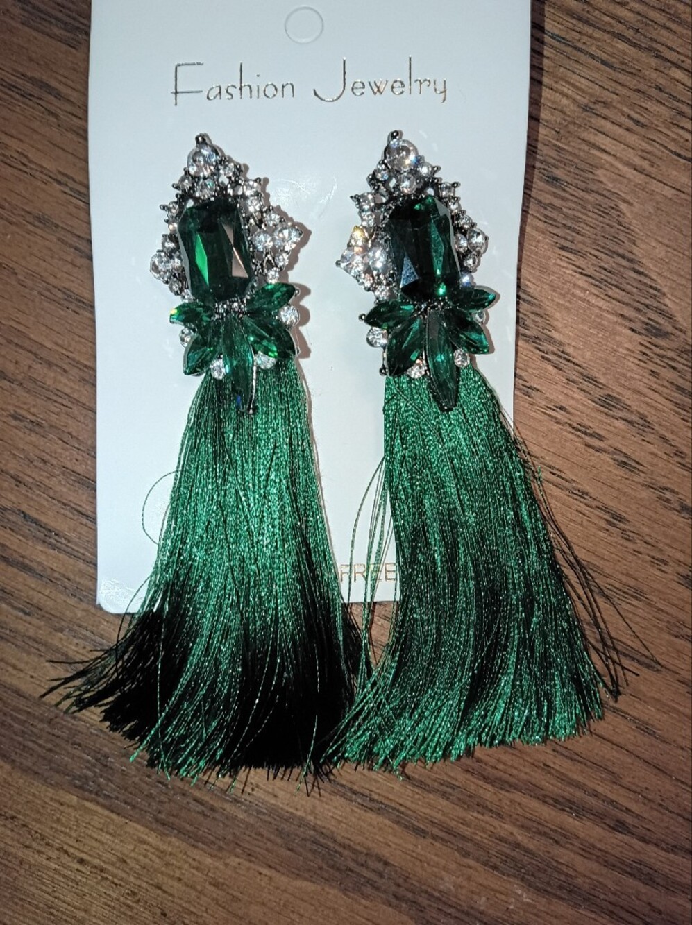 Emerald Green Tassel Statement Earrings